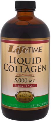 Life Time, Liquid Collagen with Vitamin C, Berry Flavor, 5,000 mg, 16 fl oz. (473 ml) ,الصحة، العظام، هشاشة العظام، الكولاجين