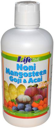 Life Time, Noni Mangosteen Goji & Acai Blend, 32 fl oz (946 ml) ,الأعشاب، مستخرج العصير، القهوة والشاي والمشروبات، عصائر الفاكهة