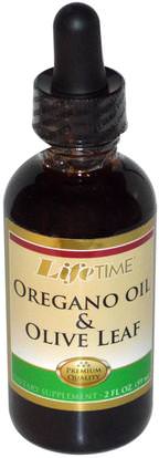 Life Time, Oregano Oil & Olive Leaf, 2 fl oz (59 ml) ,والصحة، والانفلونزا الباردة والفيروسية، أوراق الزيتون والبرد والانفلونزا