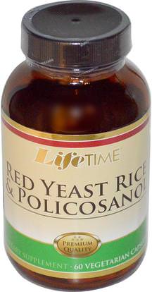 Life Time, Red Yeast Rice & Policosanol, 60 Veggie Caps ,والمكملات الغذائية، والأرز الخميرة الحمراء، بوليكوسانول