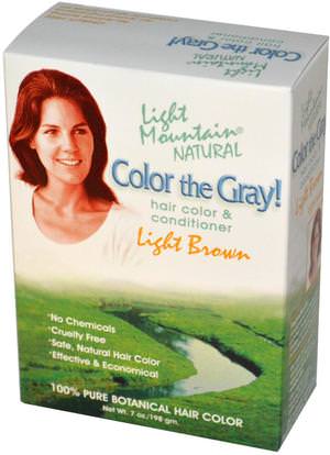 Light Mountain, Color the Gray!, Natural Hair Color & Conditioner, Light Brown, 7 oz (197 g) ,Herb-sa