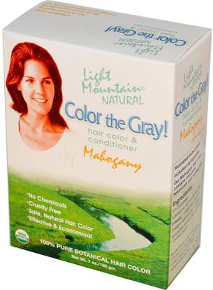 Light Mountain, Color the Gray!, Organic Natural Hair Color & Conditioner, Mahogany, 7 oz (198 g) ,Herb-sa