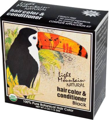 Light Mountain, Natural Hair Color & Conditioner, Black, 4 oz (113 g) ,Herb-sa