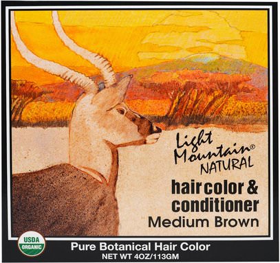 Light Mountain, Natural Hair Color & Conditioner, Medium Brown, 4 oz (113 g) ,Herb-sa
