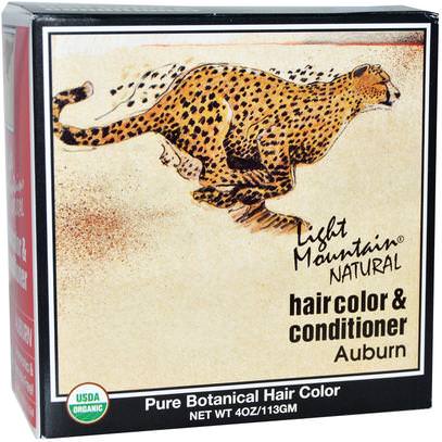Light Mountain, Organic Natural Hair Color & Conditioner, Auburn, 4 oz (113 g) ,حمام، الجمال، الشعر، فروة الرأس، لون الشعر