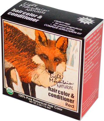 Light Mountain, Organic Natural Hair Color & Conditioner, Red, 4 oz (113 g) ,Herb-sa