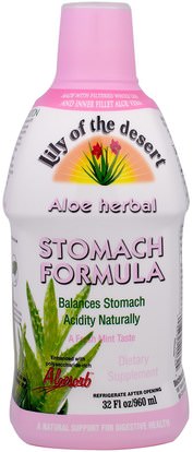 Lily of the Desert, Aloe Herbal Stomach Formula, Mint, 32 fl oz (946 ml) ,المكملات الغذائية، الألوة فيرا، سائل الألوة فيرا