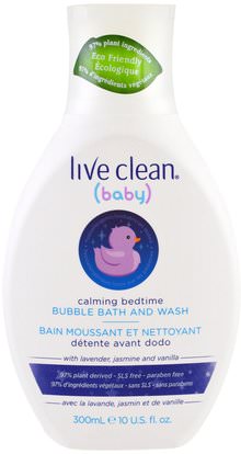 Live Clean, Baby, Calming Bedtime, Bubble Bath & Wash, 10 fl oz (300 ml) ,حمام، الجمال، حمام الفقاعة