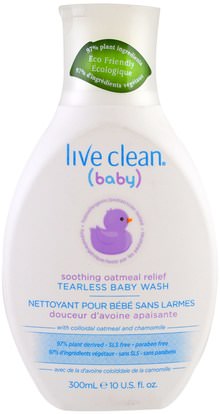 Live Clean, Baby, Soothing Oatmeal Relief, Tearless Baby Wash, 10 fl oz (300 ml) ,حمام، الجمال، هلام الاستحمام