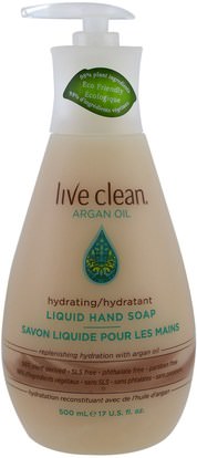 Live Clean, Hydrating Liquid Hand Soap, Argan Oil, 17 fl oz (500 ml) ,حمام، الجمال، الصابون