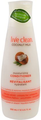 Live Clean, Moisturizing Conditioner, Coconut Milk, 12 fl oz (350 ml) ,حمام، الجمال، دقة بالغة، فروة الرأس