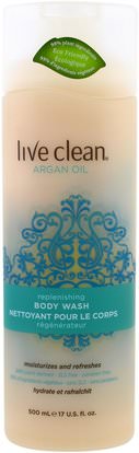 Live Clean, Replenishing Body Wash, Argan Oil, 17 fl oz (500 ml) ,حمام، الجمال، هلام الاستحمام