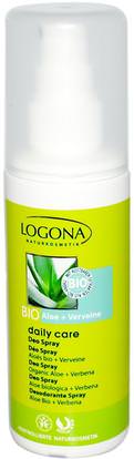 Logona Naturkosmetik, Daily Care Deo Spray, Bio Organic Aloe + Verbena, 3.4 fl oz (100 ml) ,حمام، الجمال، العناية بالجسم، رذاذ مزيل العرق