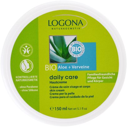Logona Naturkosmetik, Daily Care, Skin Cream, Aloe & Verveine, 5.1 oz (150 ml) ,الصحة، المرأة، الجلد