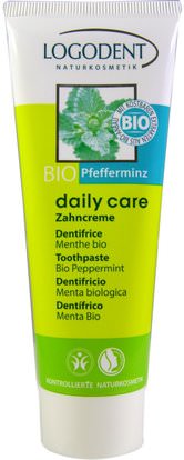 Logona Naturkosmetik, Toothpaste, Bio Peppermint, 2.5 fl oz (75 ml) ,حمام، الجمال، يهتم الجسم، معجون أسنان
