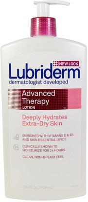 Lubriderm, Advanced Therapy Lotion, Deeply-Hydrates Extra-Dry Skin, 24 fl oz. (709 ml) ,حمام، الجمال، غسول الجسم