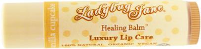 LuxeBeauty, LadyBug Jane, Healing Lip Balm,Vanilla Cupcake, 0.14 oz (4 g) ,حمام، الجمال، العناية الشفاه، بلسم الشفاه