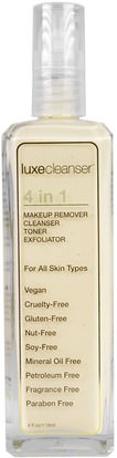 LuxeBeauty, Luxe Cleanser, 4 in 1, Makeup Remover, Cleanser, Toner, Exfoliator, 4 fl oz (118 ml) ,الجمال، تقشير الوجه، العناية بالوجه، منظفات الوجه