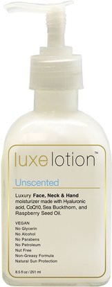 LuxeBeauty, Luxe Lotion, Luxury Face, Body, & Hand Moisturizer, Unscented, 8.5 fl oz (251 ml) ,الجمال، العناية بالوجه، سف العناية بالوجه