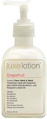 LuxeBeauty, Luxe Lotion, Luxury Face, Neck & Hand Moisturizer, Grapefruit, 8.5 fl oz (251 ml) ,الجمال، العناية بالوجه، سف العناية بالوجه