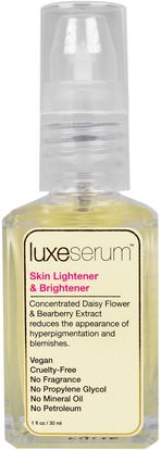 LuxeBeauty, Luxe Serum, Skin Lightener & Brightener, 1 fl oz (30 ml) ,الجمال، العناية بالوجه، الكريمات المستحضرات، الأمصال، نوع الجلد هيبيربيجمنتاتيون الشمس تلف الجلد