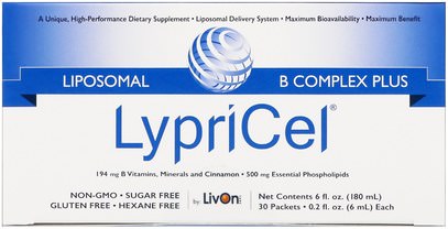 LypriCel, Liposomal B Complex Plus, 30 Packets, 0.2 fl oz (6 ml) Each ,الفيتامينات، فيتامين ب المعقدة