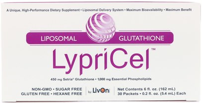 LypriCel, Liposomal Glutathione GSH, 30 Packets, 0.2 fl oz (5.4 ml) Each ,المكملات الغذائية، ل الجلوتاثيون