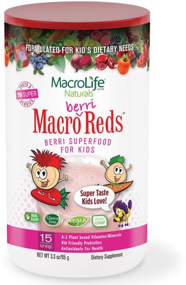 Macrolife Naturals, Macro Berri Reds, Berri Superfood For Kids, Fruits & Berries, 3.3 oz (95 g) ,المكملات الغذائية، سوبرفوودس، الأحمر