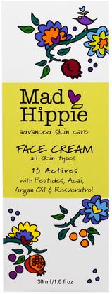 Mad Hippie Skin Care Products, Face Cream, 13 Actives, 1.02 fl oz (30 ml) ,الجمال، العناية بالوجه، بشرة، حمم، أرجان، كريمات الوجه