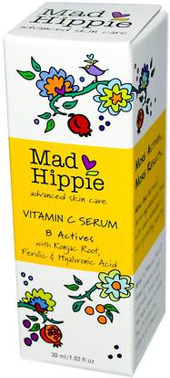 Mad Hippie Skin Care Products, Vitamin C Serum, 8 Actives, 1.02 fl oz (30 ml) ,الجمال، حمض الهيالورونيك الجلد، العناية بالوجه، اشراق العناية الوجه