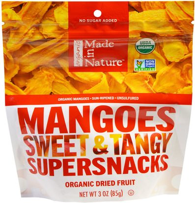 Made in Nature, Organic Mangos Sweet & Tangy Supersnacks, 3 oz (85 g) ,الطعام، الفاكهة المجفوفة، شجر المانجو