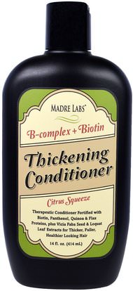 Madre Labs, Thickening B-Complex + Biotin Conditioner, No Sulfates, Citrus Squeeze, 14 fl oz (414 ml) ,حمام، الجمال، الشعر، فروة الرأس، مادر مختبرات العناية بالشعر، الشامبو، مكيف