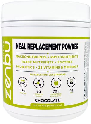 Madre Labs, Zenbu Shake, Meal Replacement Powder, With Prebiotics, Probiotics and Plant-Based Protein, Chocolate Flavor, 16.4 oz. (465 g) ,والمكملات الغذائية، واستبدال وجبة يهز، ومختبرات مادري زنبو يهز
