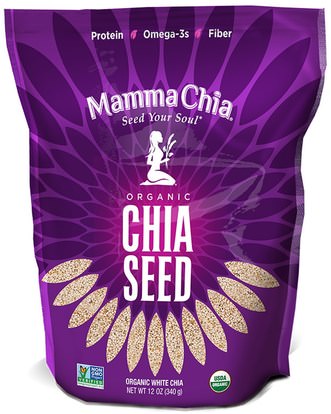 Mamma Chia, Organic White Chia Seed, 12 oz (340 g) ,المكملات الغذائية، إيفا أوميجا 3 6 9 (إيبا دا)، بذور شيا