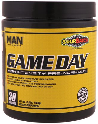 MAN Sport, LLC, Game Day, High Intensity Pre-Workout, Sour Batch, 8.99 oz (255 g) ,والرياضة، تجريب