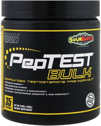MAN Sport, LLC, PepTest Bulk, Compounded Testosterone Pre-Workout, Sour Batch, 9.88 oz (280 g) ,والرياضة، تجريب