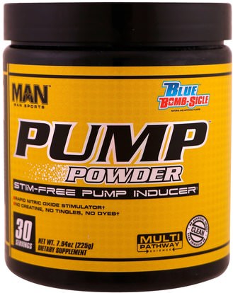 MAN Sport, LLC, Pump Powder, Stim-Free Pump Inducer, Blue Bomb-Sicle, 7.94 oz (225 g) ,والصحة، والطاقة، والرياضة