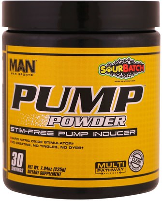 MAN Sport, LLC, Pump Powder, Stim-Free Pump Inducer, Sour Batch, 7.94 oz (225 g) ,والصحة، والطاقة، والرياضة