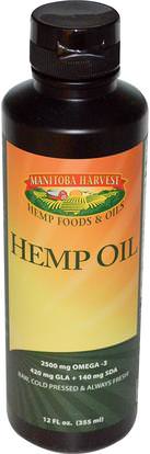 Manitoba Harvest, Hemp Oil, 12 fl oz (355 mL) ,المكملات الغذائية، إيفا أوميجا 3 6 9 (إيبا دا)، منتجات القنب، زيت بذور القنب