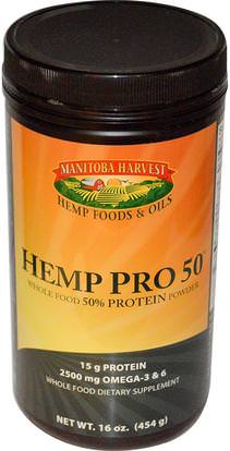 Manitoba Harvest, Hemp Pro 50, 16 oz (454 g) ,المكملات الغذائية، إيفا أوميجا 3 6 9 (إيبا دا)، منتجات القنب، مسحوق بروتين القنب