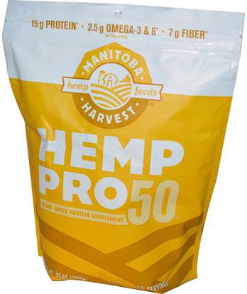 Manitoba Harvest, Hemp Pro 50, Plant Based Protein Supplement, 2 lbs (908 g) ,المكملات الغذائية، إيفا أوميجا 3 6 9 (إيبا دا)، منتجات القنب، مسحوق بروتين القنب