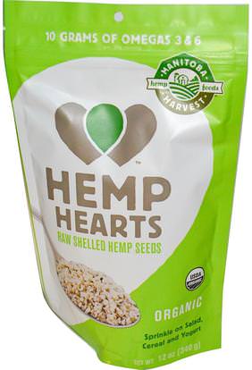 Manitoba Harvest, Hemp Hearts, Natural Raw Shelled Hemp Seeds, 12 oz (340 g) ,المكملات الغذائية، إيفا أوميجا 3 6 9 (إيبا دا)، منتجات القنب، قصف بذور القنب