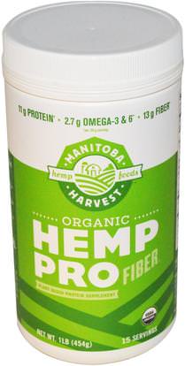 Manitoba Harvest, Organic Hemp Pro Fiber, 1 lb (454 g) ,المكملات الغذائية، إيفا أوميجا 3 6 9 (إيبا دا)، منتجات القنب، مسحوق بروتين القنب