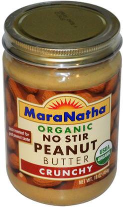 MaraNatha, Organic No Stir Peanut Butter, Crunchy, 16 oz (454 g) ,الطعام، زبدة الفول السوداني