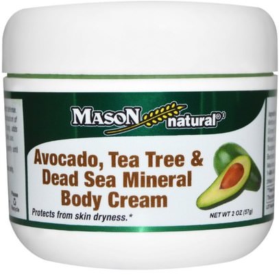 Mason Naturals, Avocado, Tea Tree & Dead Sea Mineral Body Cream, 2 oz (57 g) ,الجمال، العناية بالوجه، الكريمات المستحضرات، الأمصال، حمام، غسول الجسم