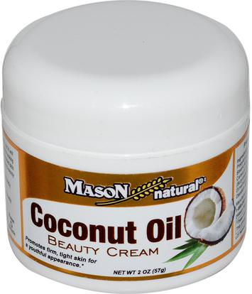 Mason Naturals, Coconut Oil Beauty Cream, 2 oz (57 g) ,الغذاء، زيت جوز الهند، زيت جوز الهند النفط
