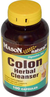 Mason Naturals, Colon Herbal Cleanser, 100 Capsules ,الصحة، السموم، تطهير القولون