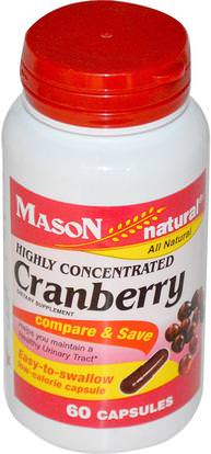 Mason Naturals, Cranberry, Highly Concentrated, 60 Capsules ,الأعشاب، التوت البري