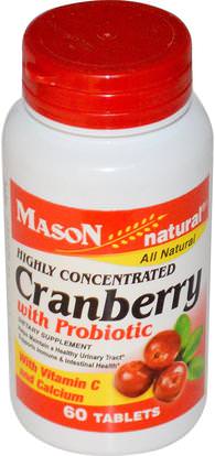 Mason Naturals, Cranberry with Probiotic, Highly Concentrated, 60 Tablets ,الأعشاب، التوت البري