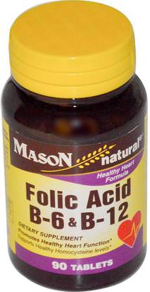 Mason Naturals, Folic Acid B-6 & B-12, 90 Tablets ,الفيتامينات، فيتامين ب